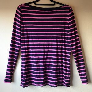 Striped Long Sleeve Tee w/ Buttons